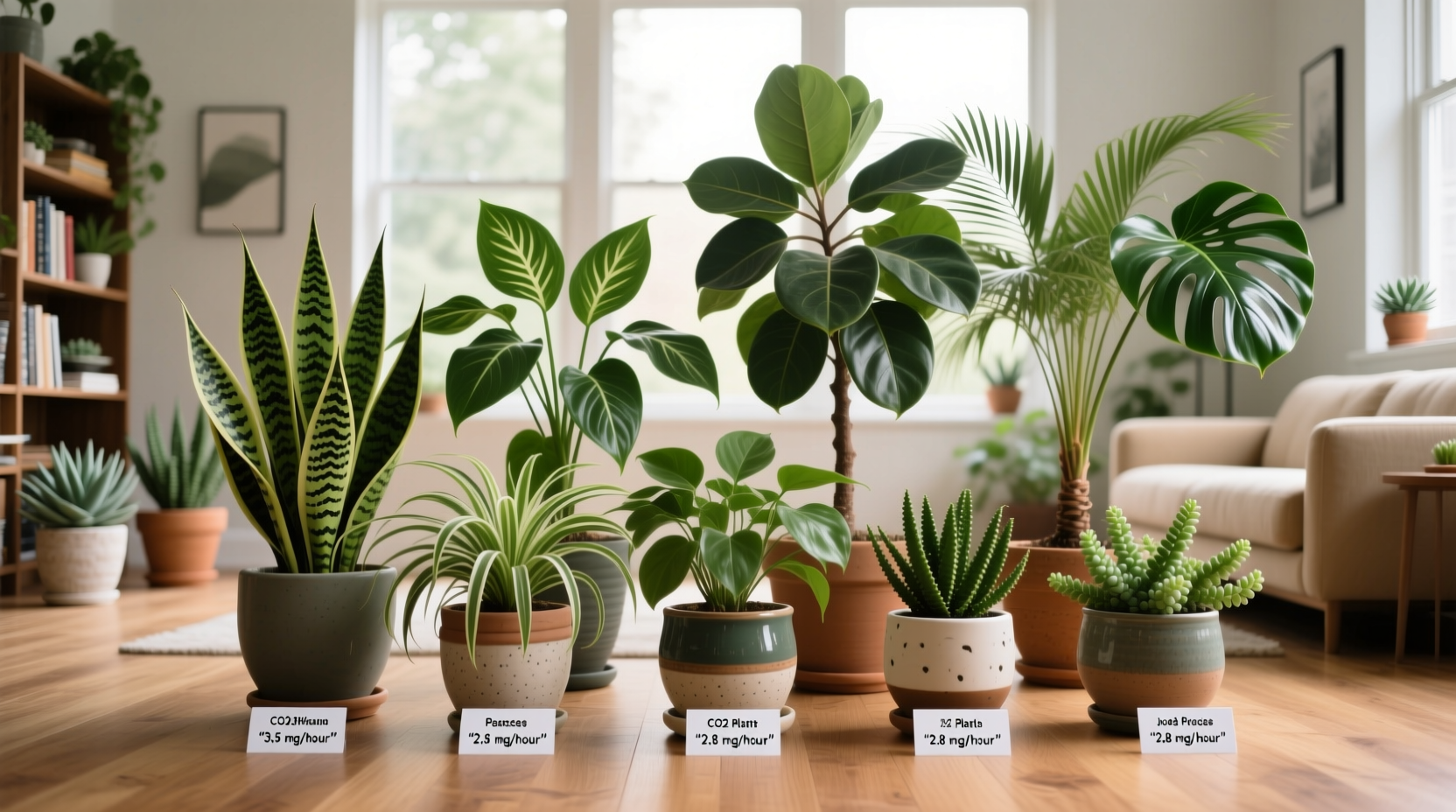 wysokie sztywne liście sansewierii w czarnej doniczce na drewnianej podłodze